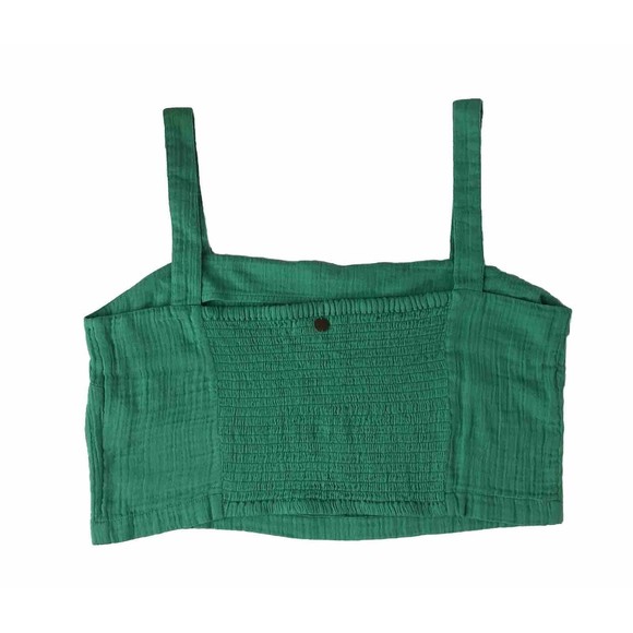 Rip Curl Women Green Cropped Tank Top XL Smocked - Picture 2 of 10
